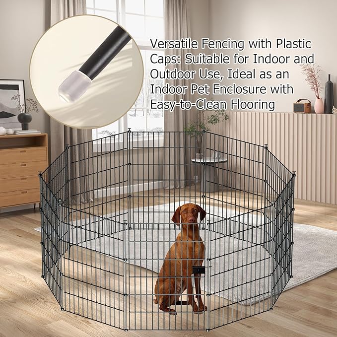 10 Panels Garden Fence Dog Fence Outdoor for Yard,40in H x 23.6ft L Rustproof Metal Fencing with Ground Stakes|No Dig Temporary Animal Proof Containment for Pets/Rabbits|Durable Patio Security Panels