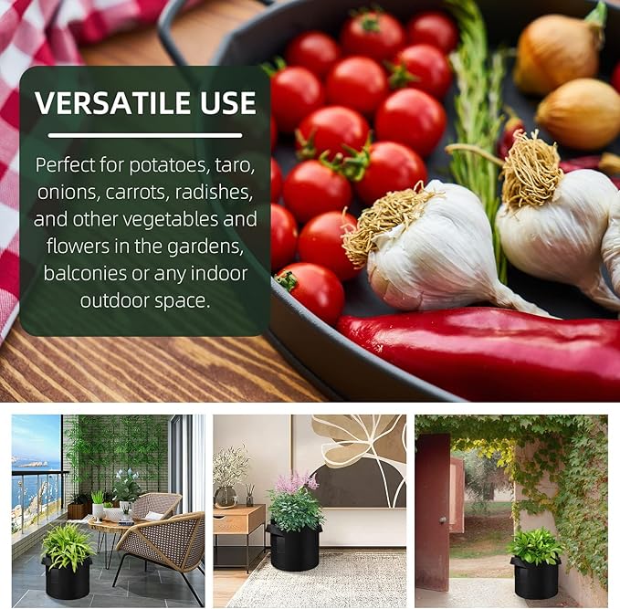 10 Gallon Grow Bags 30 Pack, Heavy Duty Thickened Nonwoven Fabric Pots with Handles, Plant Grow Bags for Vegetable/Flower/Plant/Fruits, Black