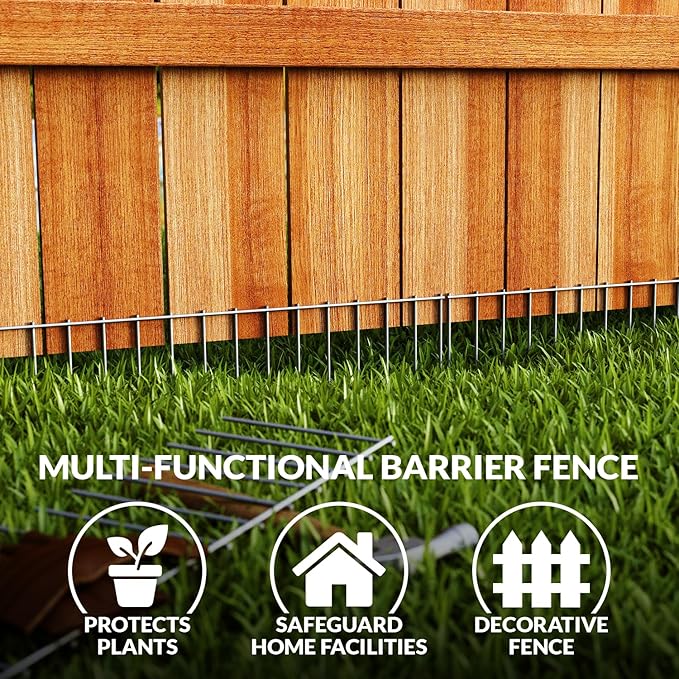 Dig Defence Original Animal Barrier Fence - Small/Medium Decorative Garden Fence, Outdoor No Dig Fence for Dogs and Rabbits, Yard and Patio - 32”(L) x 8”(H), 6 Pack