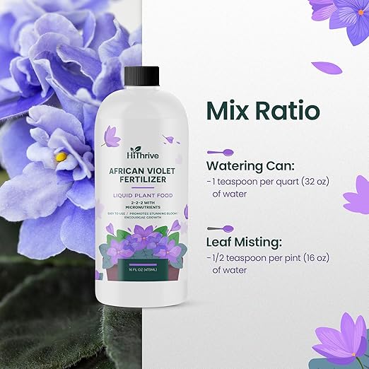 16oz African Violet Fertilizer for African Violets Live Plants - Makes 24 Gallons of Indoor Plant Food for Houseplants, Balanced Macro & Micronutrients Formula for Vibrant Blooms & Lush Foliage