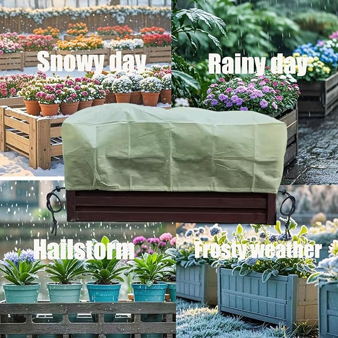 EJW Planter Cover, Frost Cloth,Plant Covers Freeze Protection,39'' x 17'' x 15.7'' Outdoor Plant Cold Protection, Outdoor Plant Frost Fabric, for Flower Box, Balcony Planter 2 Piece Set