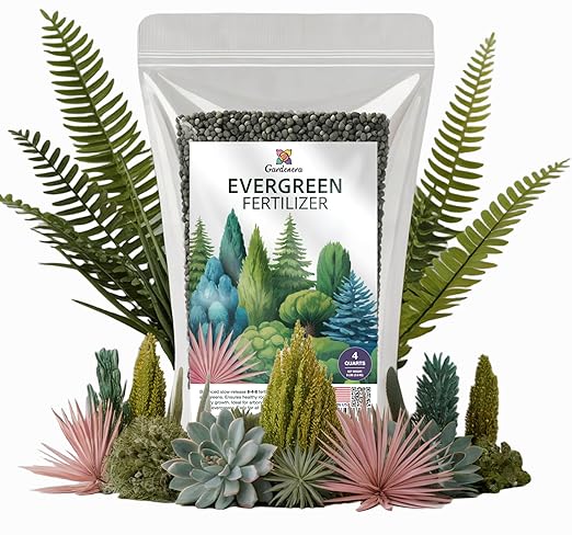 Gardenera Evergreen Fertilizer β All-Purpose Granular Plant Food for Outdoor Trees and Shrubs, Azaleas, Magnolias, Pines & Arborvitae β Slow-Release Formula (4 Quarts)