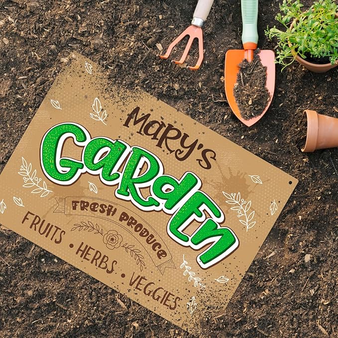 Custom Garden Signs, Personalized Sign for Garden, for Mother's Day, Mom, Christmas Gift Or Girlfriend Sign, 10x14 Inches, Rust Free .040 Aluminum, Fade Resistant, Made in USA by Sigo Signs