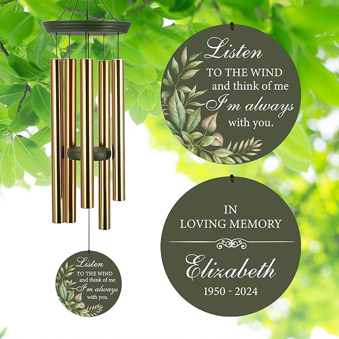 ASTARIN Memorial Deep Tone 36" Wind Chimes, Personalized Name Sympathy Wind Chime, in Memory of Loss Mom Loved One, Large Deep Tone Bereavement Windchimes for Outside Clearance(Produced in USA)