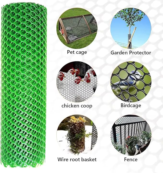 Plastic Chicken Wire Mesh Fencing 39.3″ x 32.8′ Roll Pet Garden Safety Fencing Netting Durable Heavy Duty Snow Fence for Poultry Floral Bird Patio Barrier, Easy to(Size:1x30M - Mesh 1.8cm,Color:Green)