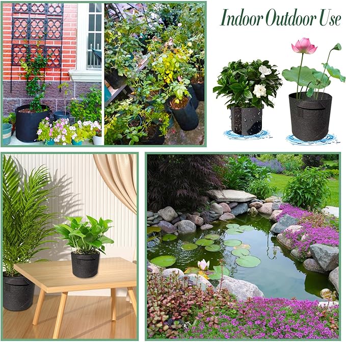 8Pack Lily Plant Pots for Pond, Thickened Nonwoven Plant Fabric Pots with Handles, Durable Breathe Reusable Fabric Plant Bags for Aquatic Plants, Potato, Carrot, Onion, Flower