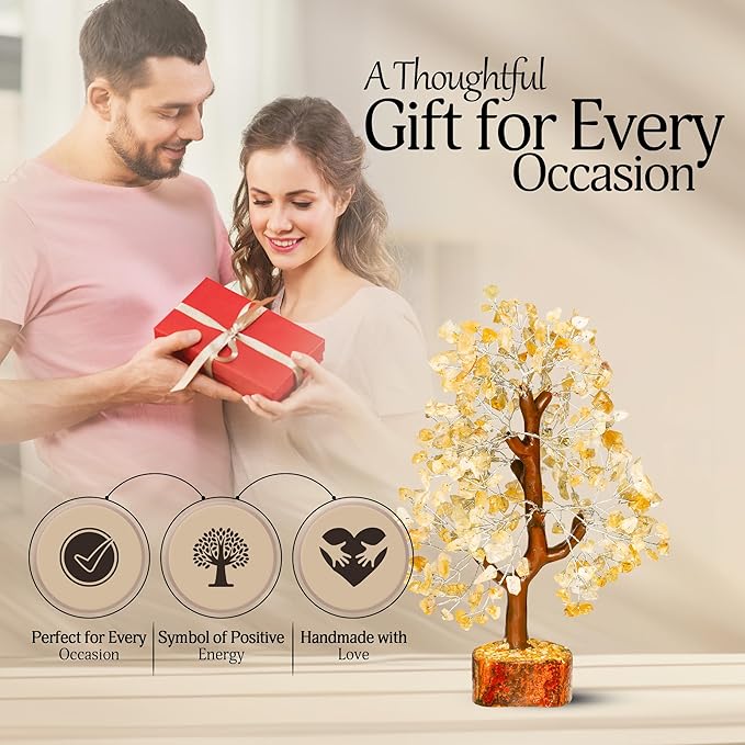 Citrine Crystal Tree - Feng Shui Decor - Chakra Tree - Spiritual Items - Home Decoration - Gemstone Tree - Crystals - Crystal Decor - Home Office Decor - Citrine Crystal Stone - Good Luck Gifts