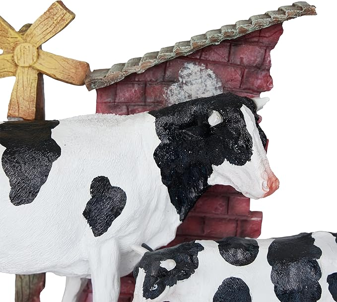 Alpine Corporation GDS188 Polyresin Cow and Calf Statue Decor, Stylish Statuary Decor for Garden, Patio, and Lawn, 11" H, Multicolor