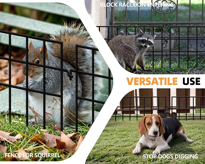 KYATE 14 Panels Dog Digging Fence Barrier, 19.83ft(L) X 13in(H) Animal Barrier Fences, No Dig Defense Rabbits Fencing for Garden Outdoor Yard Deck Bottom Blocke