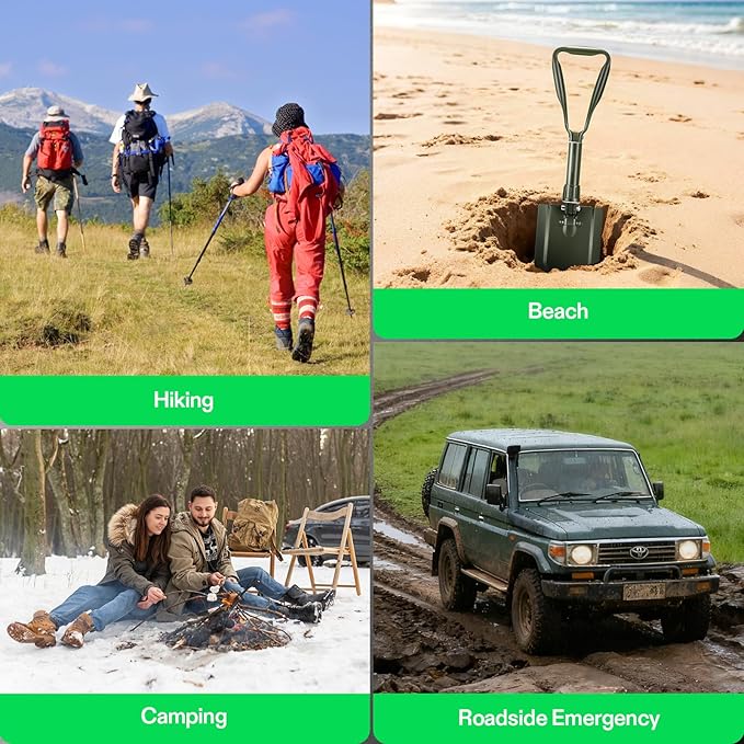 VIVOSUN Folding Survival Shovel, 22'' Camping Shovel, Military Portable Small Shovel with High Carbon Steel, Tactical Entrenching Tool for Hiking, Digging, Backpacking, Gardening, Off Road, Beach