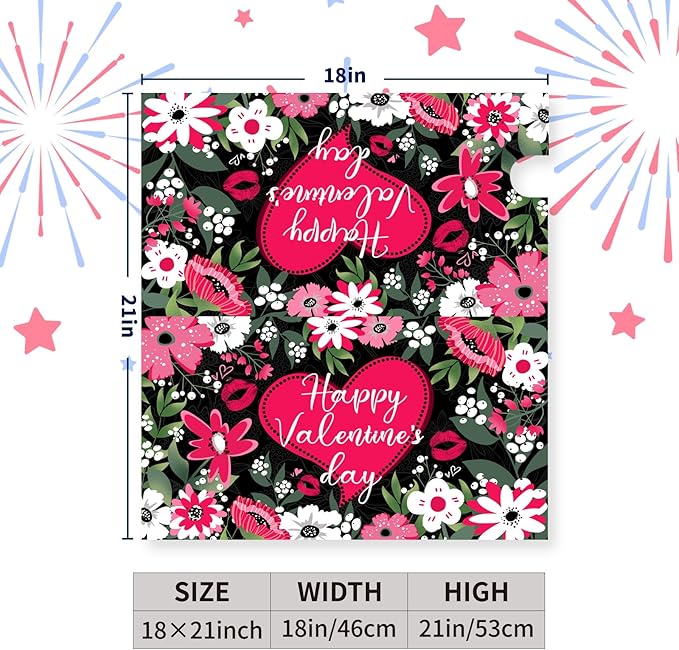 Happy Valentines Day Mailbox Covers Magnetic Standard Size Valentine Mailbox Post Cover Red Heart Truck Floral Flower Valentine's Day Mailbox Decor Waterproof Mail Box Wraps 21 * 18 Inch