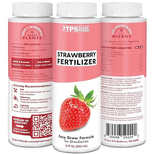 Strawberry Fertilizer for Fruit and Berry Gardens, Liquid Plant Food 8 oz (250mL)