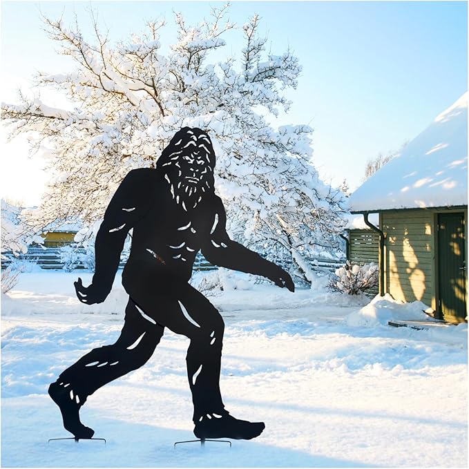 4ft Bigfoot Outdoor Decor Metal Big Foot Sasquatch Gifts for Men Women Dad Bigfoot Silhouette Statues for Garden, Outside, Yard Art, Patio, Yard Display, Forests, Lawn Decorations