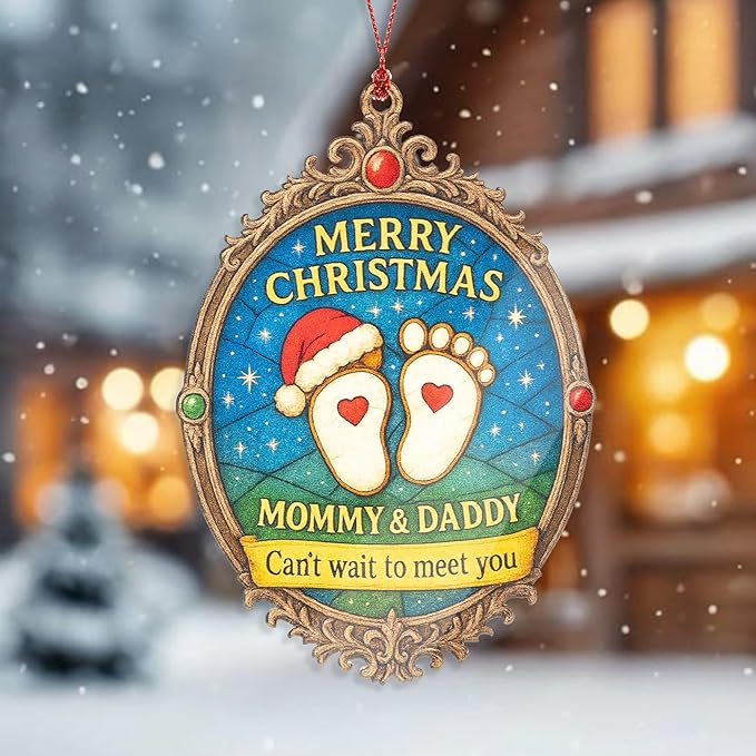 Pregnancy Announcement Ornament – pregnancy ornament – new parent gifts – baby decor – christmas ornament – Suncatcher effect window hanging – Car Hanging