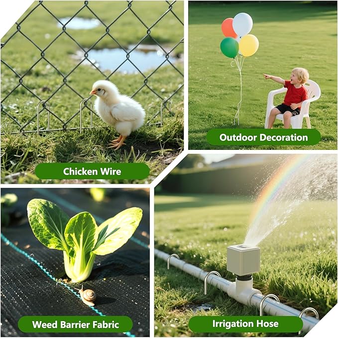 AAGUT 12 Inch Garden Stakes 50 PCS Fence Ground Stake Heavy Duty Yard Landscape Staples Galvanized Tent Spikes 11 Ga Lawn Pins for Dog Fencing, Drip Irrigation Hose, Weed Barrier Fabric, Chicken Wire