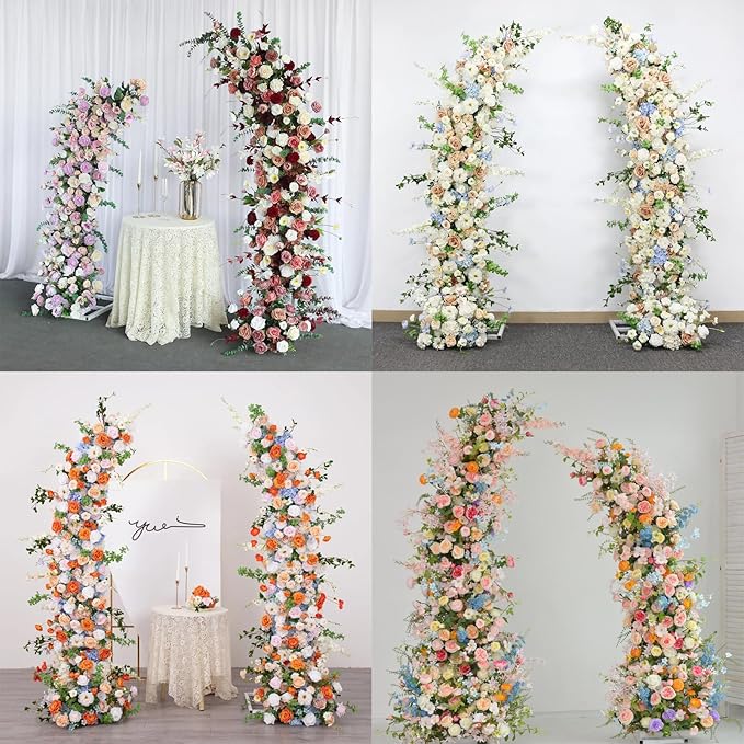 Curved Wedding Arch Backdrop, 6FT&7FT Half Arch Balloon Stand for Ceremony, Birthday, Anniversary, Bridal, Baby Shower, Floral Decoration