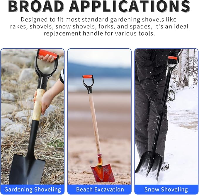 2 Pcs ID 1.26" Red & Black Shovel D-Shaped Grip Handle,PVC Shovel D Straight Grip Handle,Plastic Spade Replacement Snow Removal Garden Accessorie Backyard Digging,7.6×4.13-in(H*T)