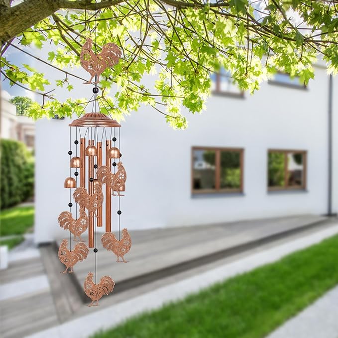 YHmall Chicken Wind Chimes for Outside, 35" Chicken Gifts for Women Mom Men Dad Grandma Grandpa, Rooster Decor Windchimes Outdoors for Patio Home Garden Decorations