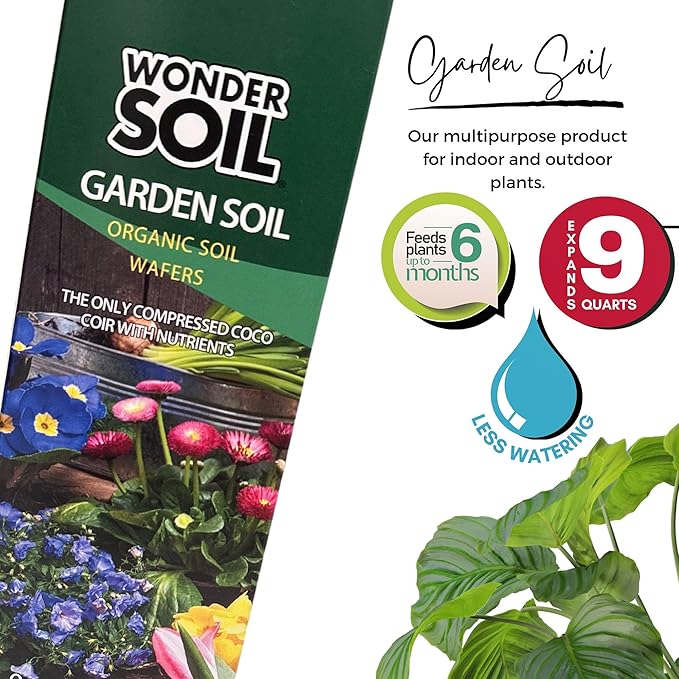 Wonder Soil | 18 Wafers | 1 Wafer Fills an 8" Pot | Ready to Plant Organic Potting Soil Loaded with Nutrients | 18 Wafers Expand to 9 Quarts of Indoor Outdoor Soil | Incl Worm Castings, Perlite