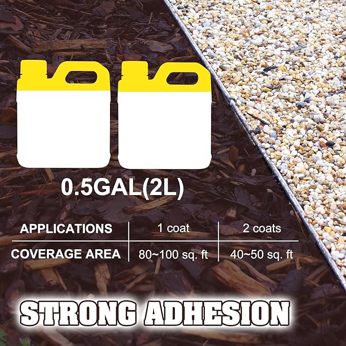 Mulch Glue, Rock Glue 0.5 Gallon / 64oz - Fast Drying and Long Lasting Pea Gravel Stabilizer & Mulch Adhesive Safe for Lockdown Sticky Rocks, Bark, Rubber - Gravel Binder for Garden, Driveway, Walkway