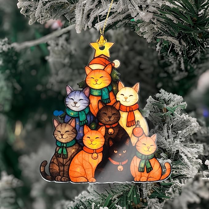 Funny Christmas Ornaments 2025 cat Ornaments - cat Christmas Ornament - Cats Ornaments for Christmas Tree - Christmas Ornament - Cats Christmas Decor - catt Lover Gifts