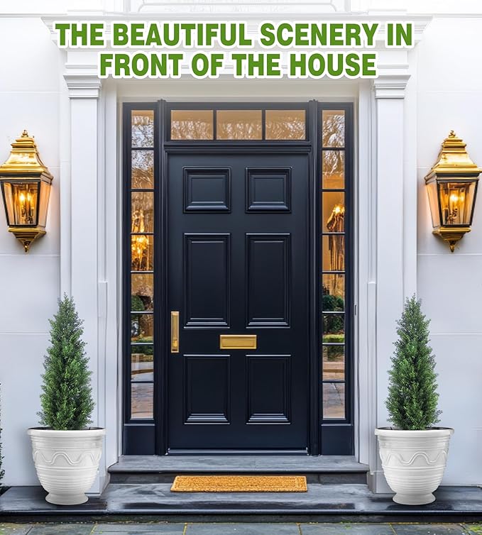 Two 3FT Tall Artificial Evergreen Trees, Beautiful and Realistic Human-Potted False Cypress, an Evergreen Plant for Home Porch Decoration,suitable for interior, office, living room and room decoration