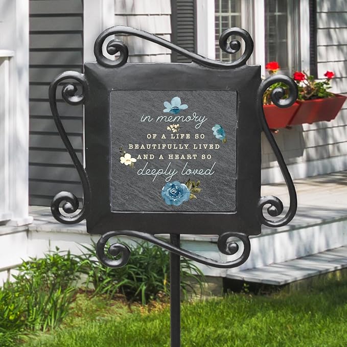 A Beautiful Life Iron Garden Stake - Decorative Outdoor Accent for Home & Garden, 5.8" Tall Stake for Planting & Decoration