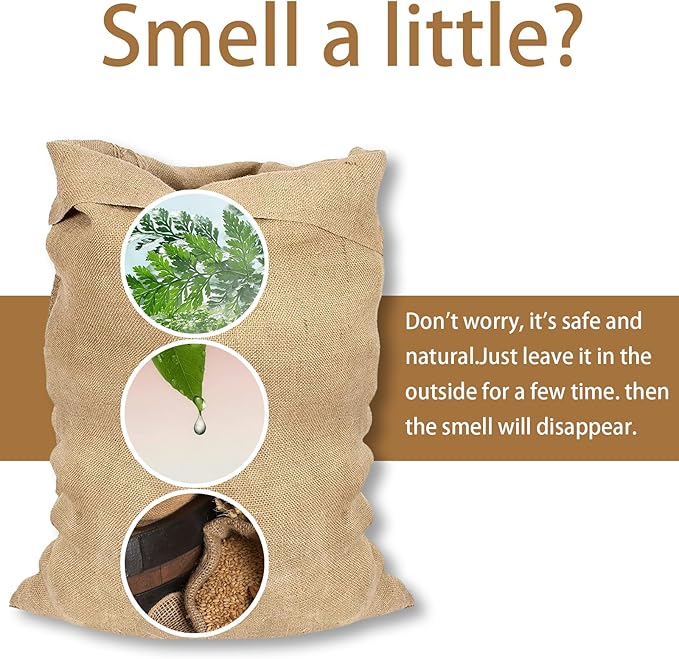 5PCS Large Burlap Bags- 20x30 Inch Natural Jute Burlap Sacks, Reusable Plant Grow Bags Root Vegetable Holders, Strong Potato Sacks for Gardening Planting Food Storage