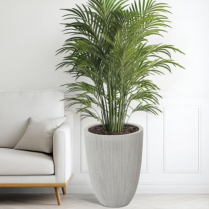 19" H Mediterranean Beige Round Planter for Outdoor Plants,Set of 2 Large Flower Pot with Drainage Hole,Weather-Resistant for Porch,Garden,Patio or Indoor Use, Ideal for Christmas Decoration