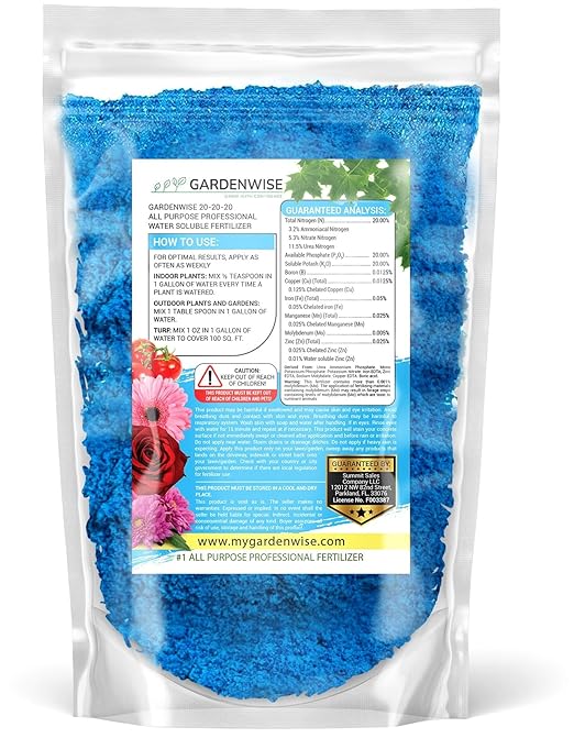 20-20-20 Water-Soluble Fertilizer ā Powder for Liquid Plant Food for Indoor & Outdoor Plants, Orchids, Vegetables, Lawns, Flowers ā 20 20 20 Fertilizer 1 Quart (2 lbs)