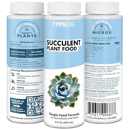 Succulent Plant Food for Succulents, Cactus, Jade and Aloe, Liquid Houseplant Fertilizer, 32 oz (1 Quart)