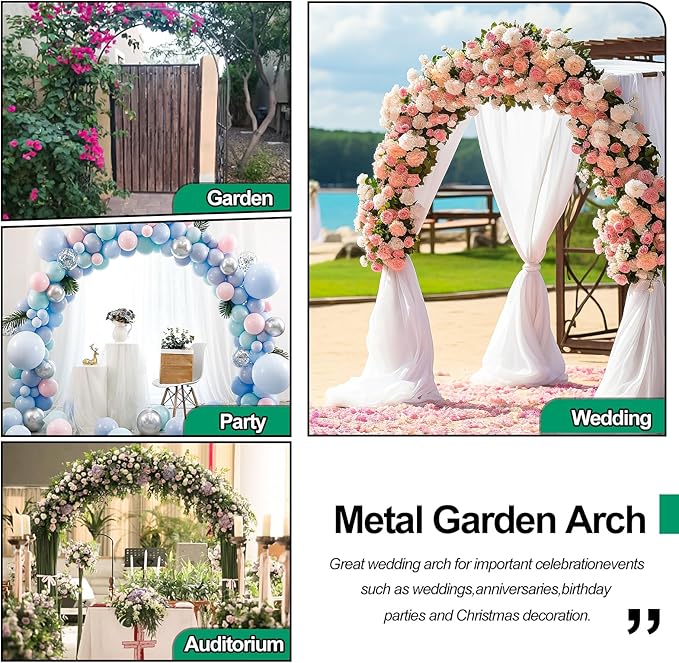 Metal Garden Arch 7.2ft High X 4.5ft Wide Garden Arbor for for Climbing Plants Roses Vines, Outdoor Garden Lawn Backyard Patio, Garden Wedding Party Decoration