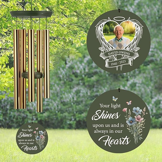 ASTARIN Personalized Wind Chimes in Memory of a Loved One, Bereavement Gifts for Loss of Father, Memorial Gifts Sympathy Deep Tone Wind Chimes for Outdoor, 30/36 inch Garden Decor(Produced in USA)