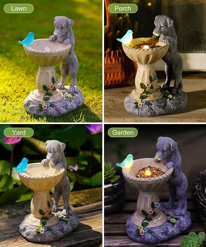 Nacome Solar Dog Garden Decor: Outdoor Statues Ornaments for Outside Decorations Yard Art Lawn Porch Patio Balcony - Birthday Gifts Choice for Mom Grandma Women Lover
