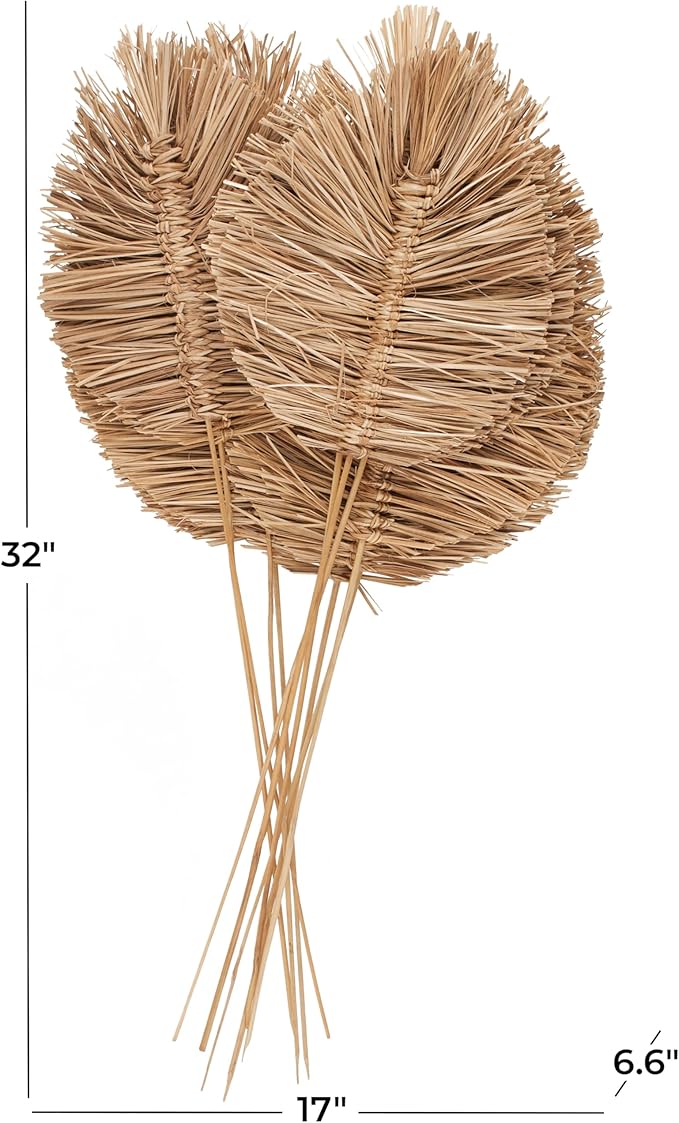 Deco 79 Dried Plant Home Decor Natural Foliage Tall Spear Natural Dried Foliage with Sharp Stems, Foliage for Decoration 17" x 7" x 32", Brown
