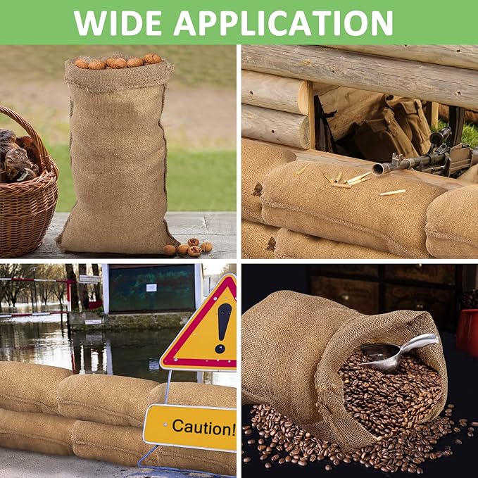 ANPHSIN 4Pcs Breathable Natural Burlap Bags - 19.5"x35" Reusable Thicken Jute Potato Onion Food Storage Sacks with Rope