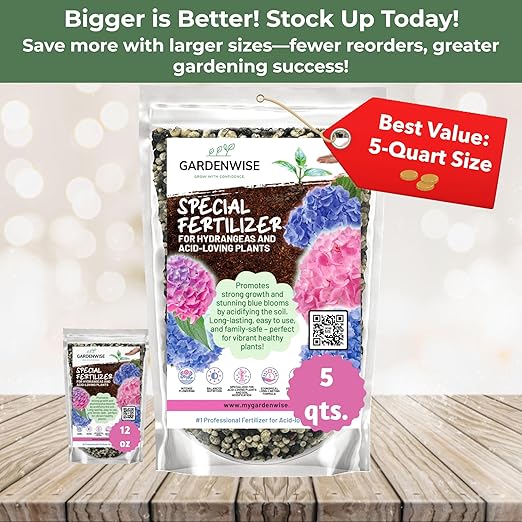Slow Release Hydrangea Fertilizer with Iron & Sulfur โ Indoor & Outdoor Soil Acidifier for Miracle Growth (2 qt)