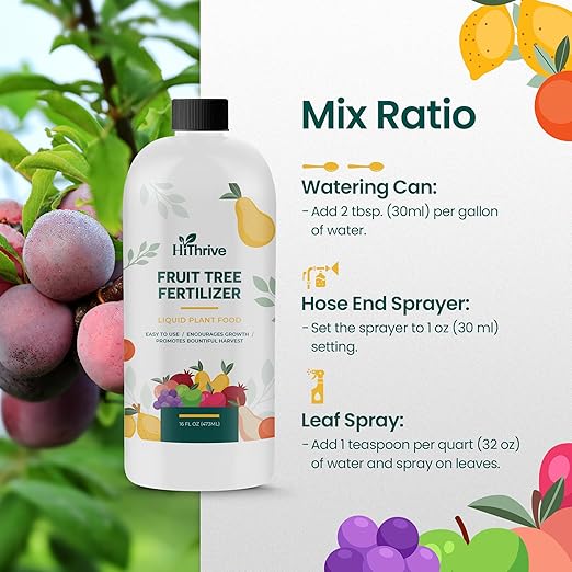 16oz Fruit Tree Fertilizer - Makes 16 Gallons of Fruit Tree Spray Plant Fertilizer for Blueberries, Strawberry Plant, Apple & More - Promotes Vibrant Foliage, Strong Branches, and Abundant Harvests