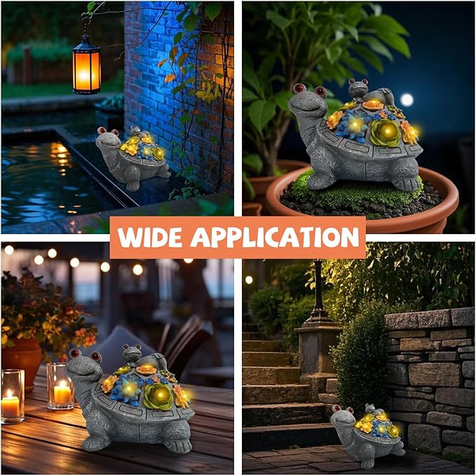 Outdoor Solar Snail and Turtle Brothers Statue Decorative Lawn Statue with Succulents and 8 LED Lights for Garden, Outdoor Patio and Terrace, Birthday Gift for Women, Unique