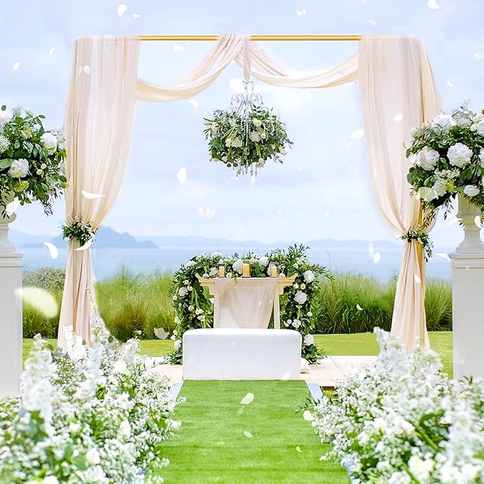 Wedding Square Backdrop Stand, Wedding Arches Frame, Wedding Arch Stand, Metal Balloon Backdrop Stand for Ceremony Party Birthday Party, Garden Arbors Stand, 6.6FT x 6.6FT Gold
