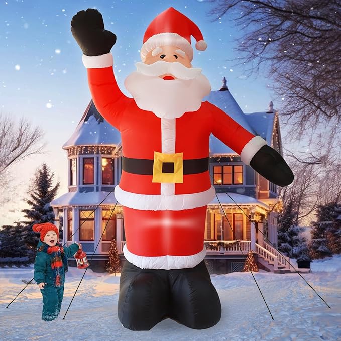 DearSun 12FT H Christmas Inflatable Santa Claus Blow up Christmas Santa Outdoor Decorations Outer Decor Large Party Yard Decoration