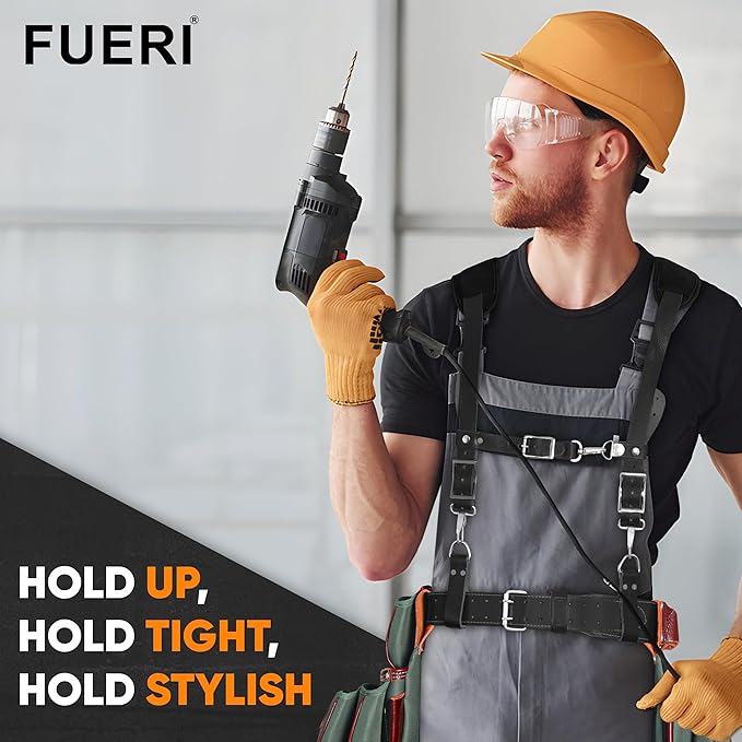 FUERI Tool Belt Suspenders for Men Heavy Duty Bags Construction Carpenter Tools Electricians Framers