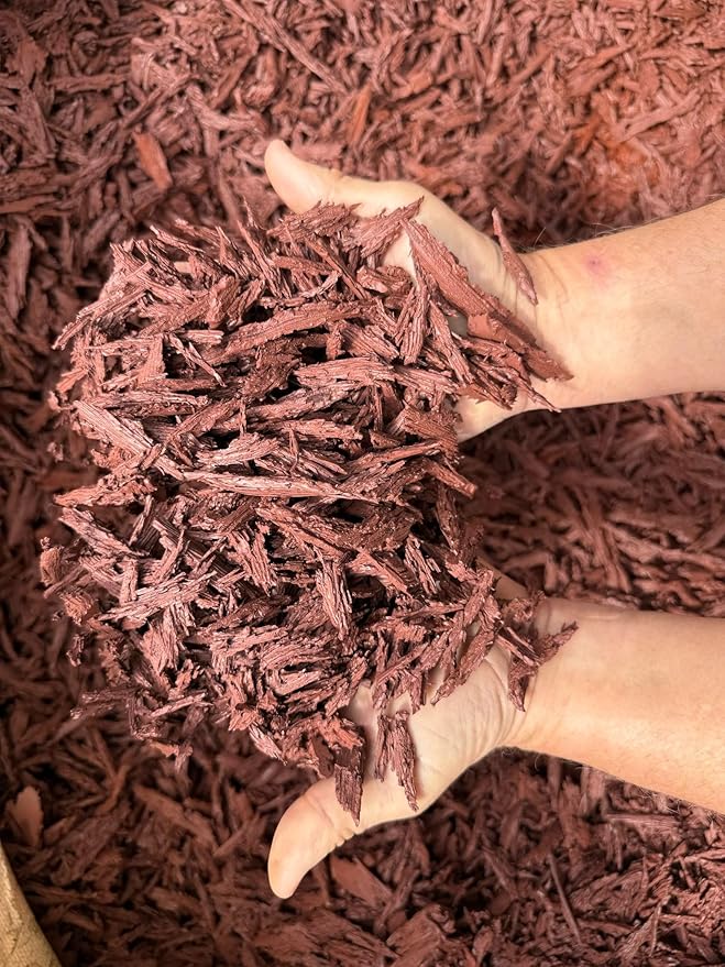 ā 100% Wire-Free Premium Grade Shredded Rubber Mulch for Playgrounds & Landscaping | Safe for Kids & Pets, No Replacement Needed, Ultra Durable | Red, 10 lb (0.6 cu ft)