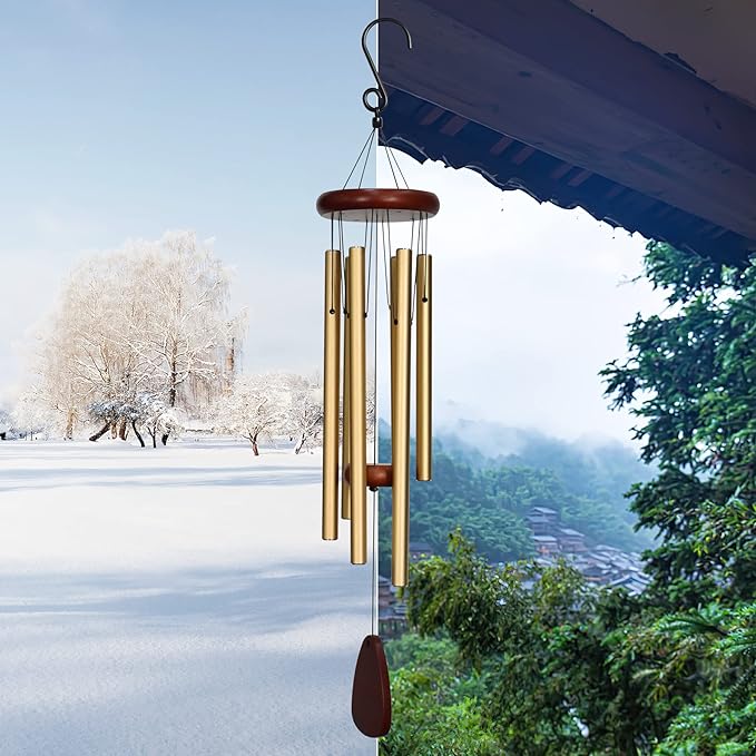 Sympathy Wind Chimes, Memorial Wind Chimes for Loss of Loved One, Bereavement Gift in Memory of Loved One, Memorial Gifts for Loss of Mother Father Condolence Remembrance - Gold