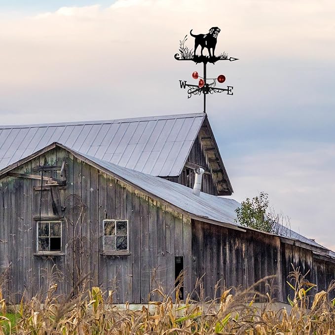 3D Dog Weathervane Metal Wind Vane Weathercock,Roof Mount Weather Vane for Garden Farmhouse Yard Chicken Coop Patio Outdoor Decoration