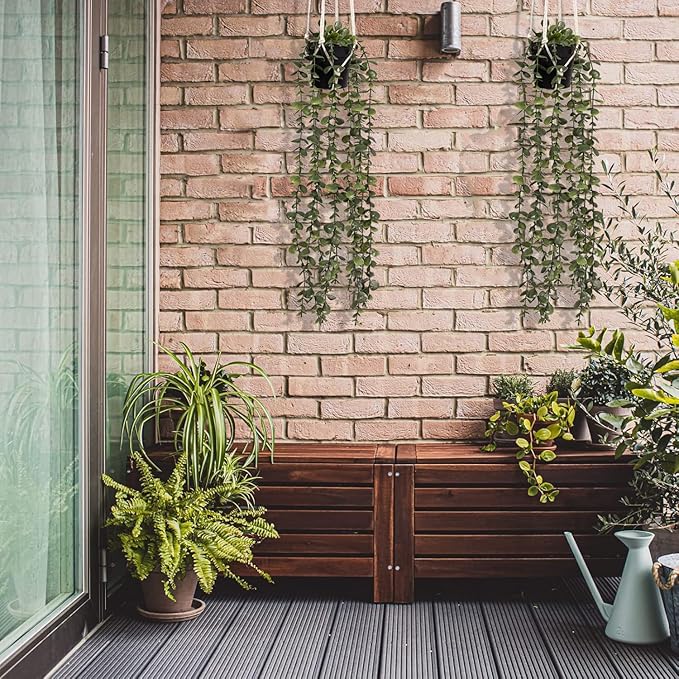 Comtelek Fake Hanging Plants 2 Pack Macrame Artificial Hanging Plants with Faux Vine Plant Hanger for Indoor Outdoor Home Wall Boho Bedroom Bathroom Office Wall Ceiling Decor