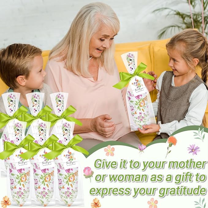 Capoda 12 Sets Floral Garden Shovels Bulk Gardening Gift for Women Thanksgiving Garden Tools Floral Hand Heavy Duty Trowels Thank You Cards with Bags for Christmas Mom Birthday Teacher(Green,Classic)