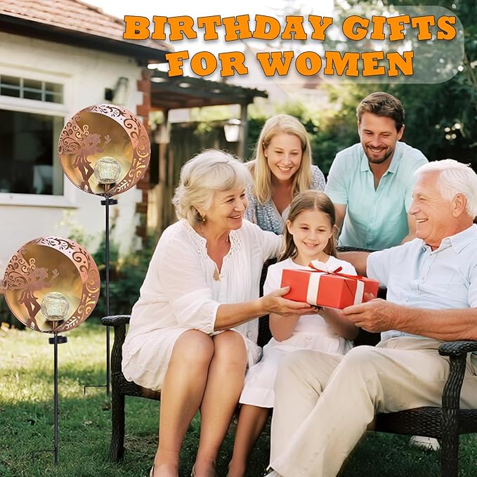 Unique Birthday Gifts for Women Mom Grandma,Solar Fairy Garden Lights Outdoor Decor,Housewarming Gifts New Home for Patio, Lawn, Yard, Pathway