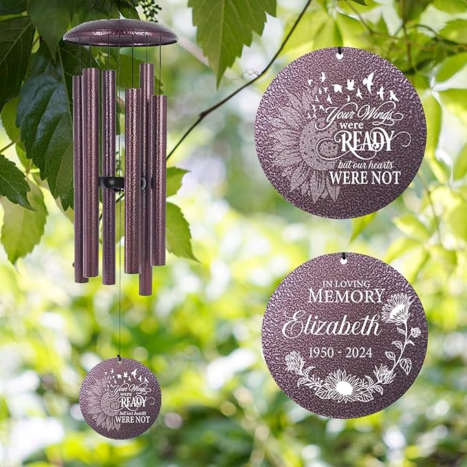 ASTARIN Personalized Memorial Wind Chime for Loss of Loved One 30/36/42 inch, Sympathy Deep Tone Wind Chimes for Mom Dad/Mother Father, Remembrance Gifts for Grief Condolence Funeral, Bereavement 24