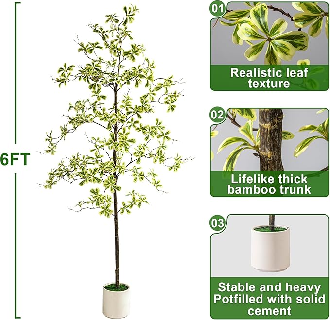 6FT Artificial Black Olive Tree Artificial Olive Plants, Tall Faux Olive Tree Faux Silk Plant Fake Plant Ultra-Realistic Silk Leaves & Natural Trunk Indoor Outdoor Use